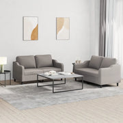 Set di Divani 2 pz con Cuscini Tortora in Tessuto