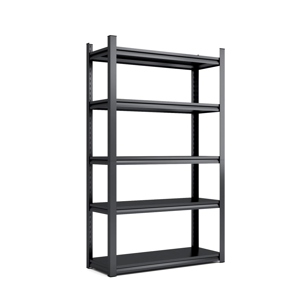 Scaffale metallico portante 5 ripiani 198x120x45,7 cm nero