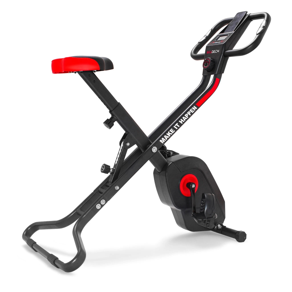 HYPER 6000 - Cyclette pieghevole X-Bike con volando da 6kg e resistenza magnetica regolabile su 8 livelli. Cyclette da camera con display LCD, cardiofrequenzimentro supporto per cellulare