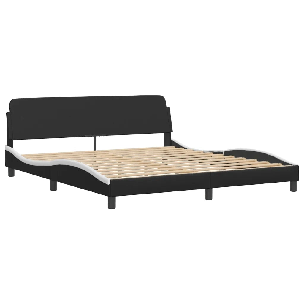 Giroletto Viana con LED senza Materasso-Struttura Letto Nero e Bianco 180x200 cm
