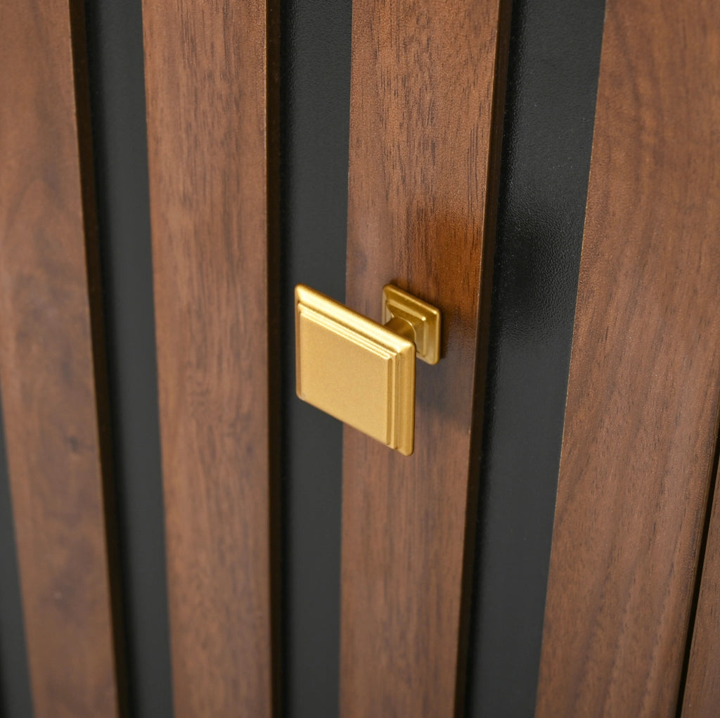 DESMIU Compact Garderobe aus MDF in Nussbaum mit Schuhschrank, Kleiderstange und Haken, 115x38,5x191,5 cm