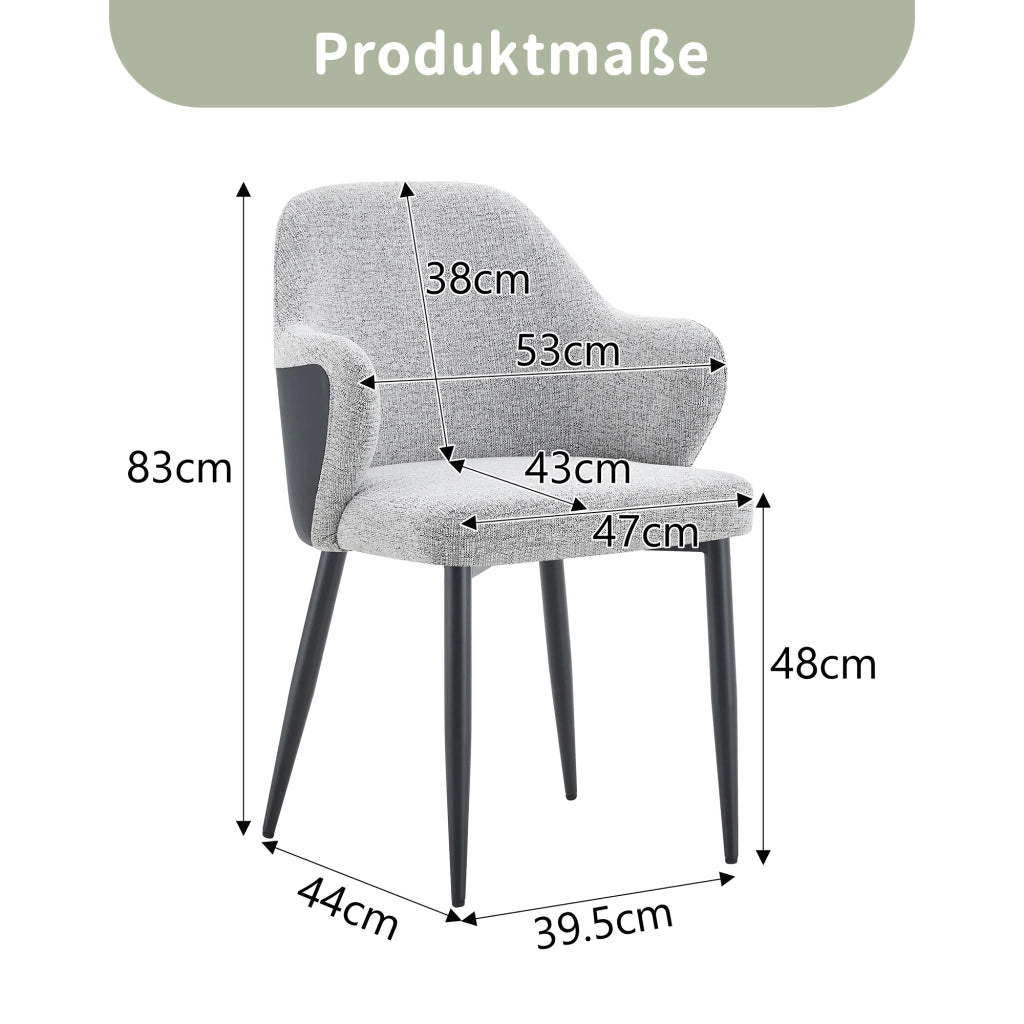 SEDIA da pranzo Set da 2 pezzi 83 cm Tessuto grigio e nero
