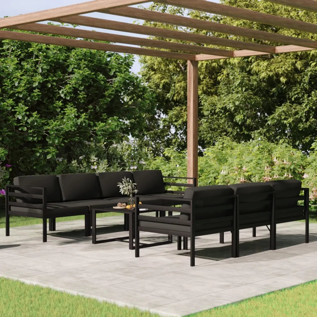 Set Divani da Giardino 8 pz con Cuscini in Alluminio Antracite 3107806