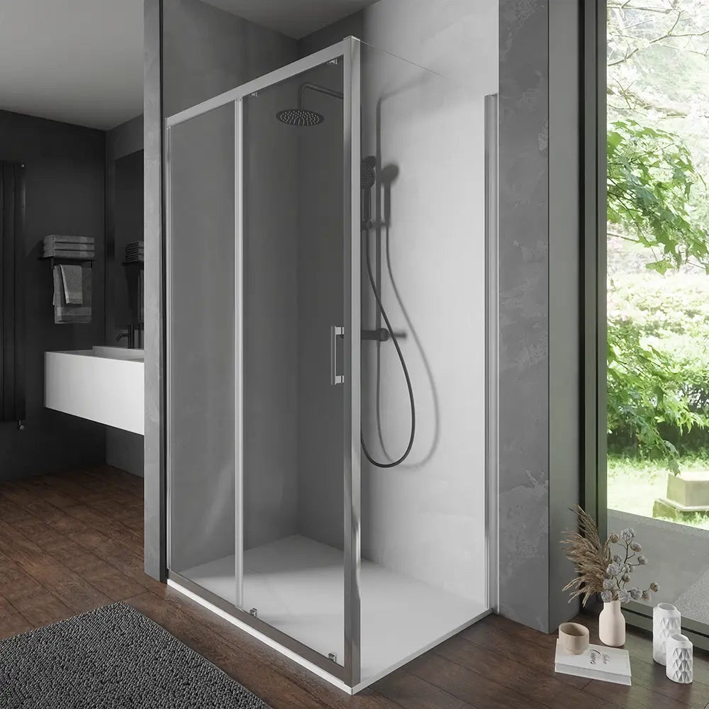 Box doccia 80x125 cm scorrevole profili cromati vetro temperato 6mm trasparente anticalcare h198 | Tahiti