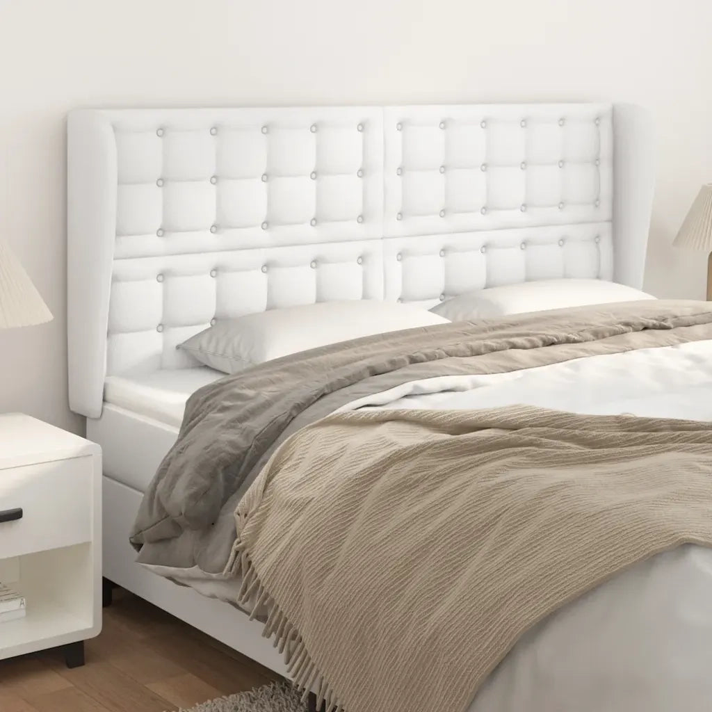 Testiera ad Orecchio Bianca 183x23x118/128 cm in Similpelle 3118059