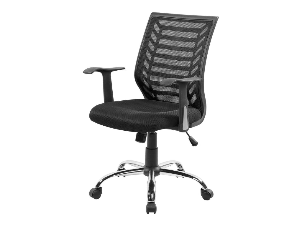 Sedia da ufficio Camaleonte, Sedia operativa a rete con braccioli, Seduta ergonomica da ufficio, 59x60h93/103 cm, Nero