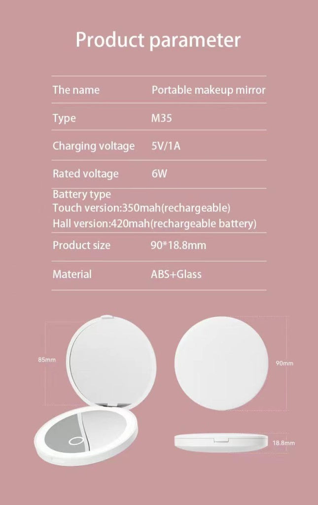 Specchio Tascabile Pieghevole ¨C Minimal ¨C Argento
