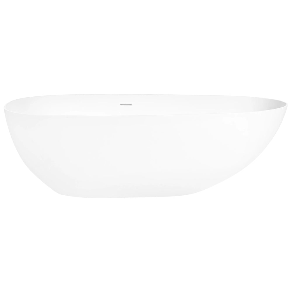 Vasca da bagno freestanding in solid surface, bianca, ovale, con bordo sottile, 170 cm