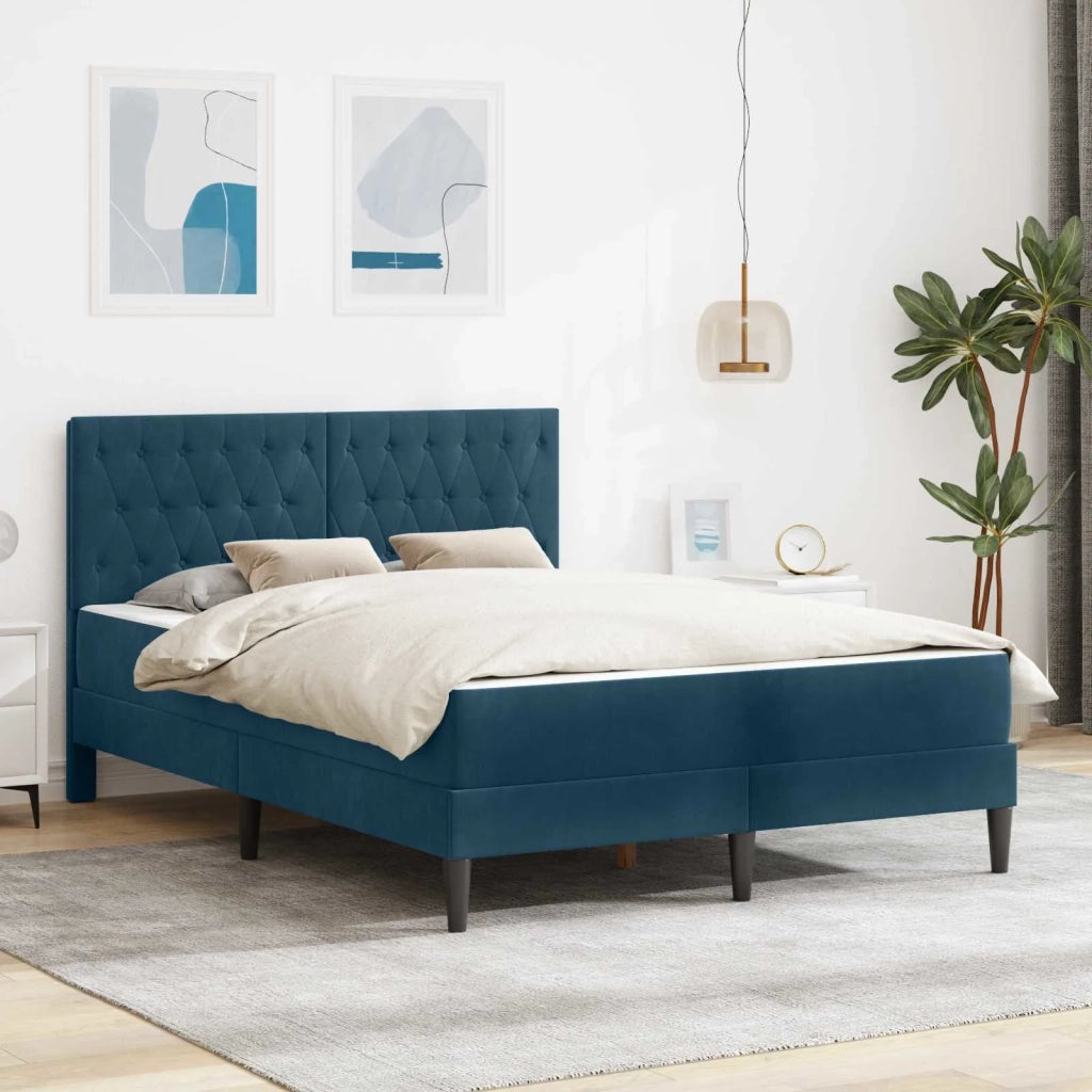 Struttura letto con materasso Blu 140 x 200 cm Velluto 3415059