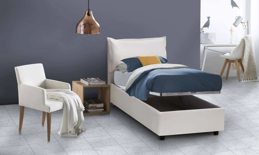Anitza, Letto Singolo Contenitore Made in Italy, Bianco