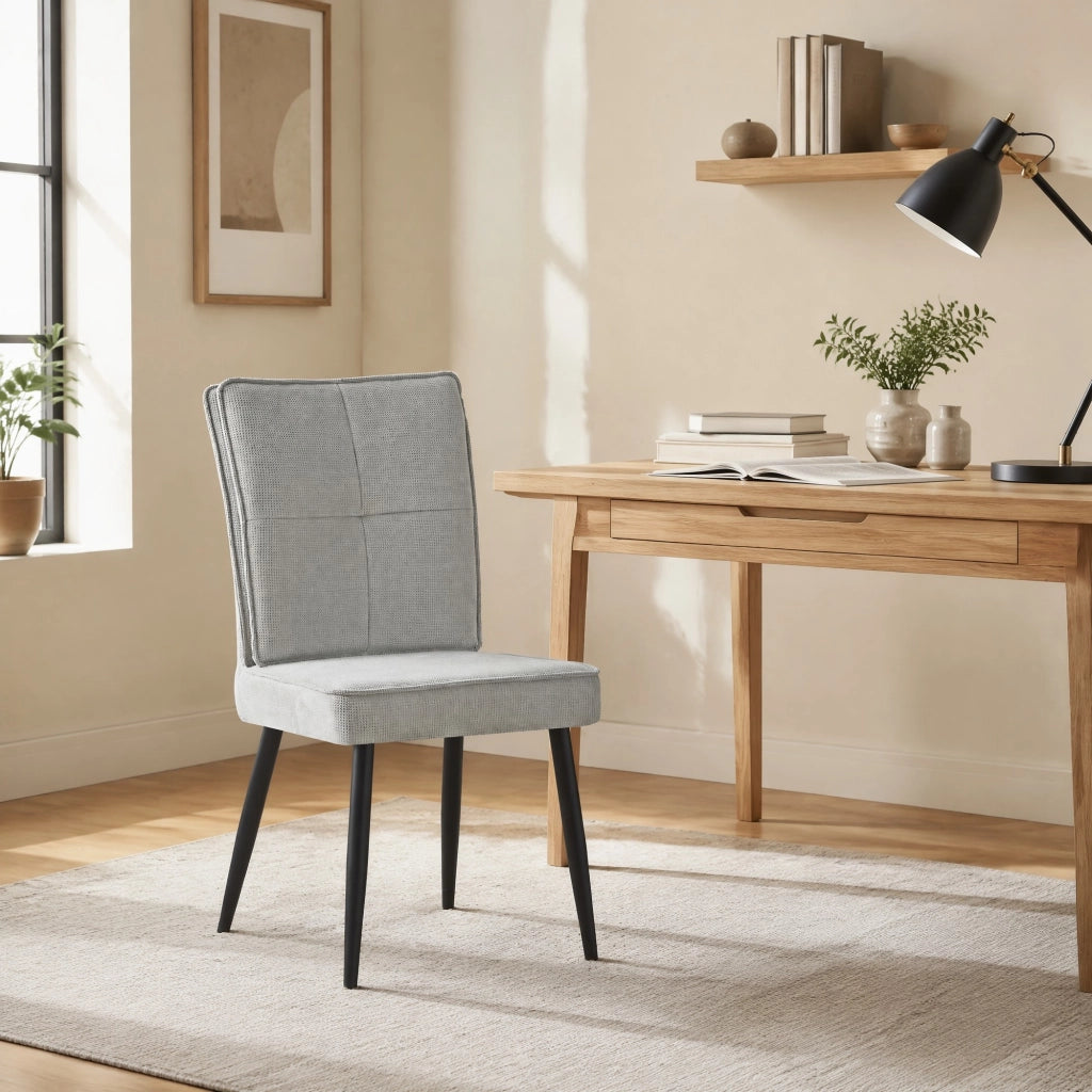 SEDIA da pranzo Set da 2 pezzi in ciniglia grigio chiaro e metallo