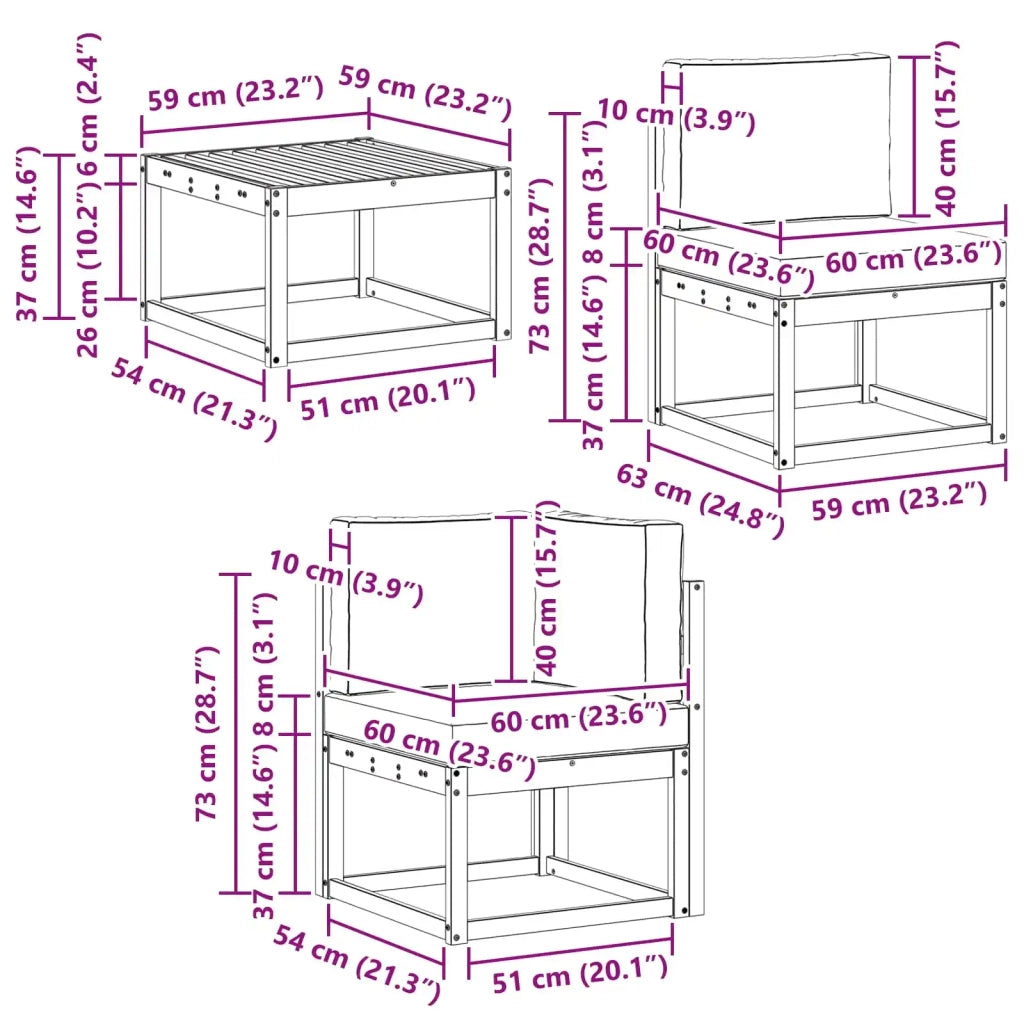 Set di divani da esterno 6 pz 3387381