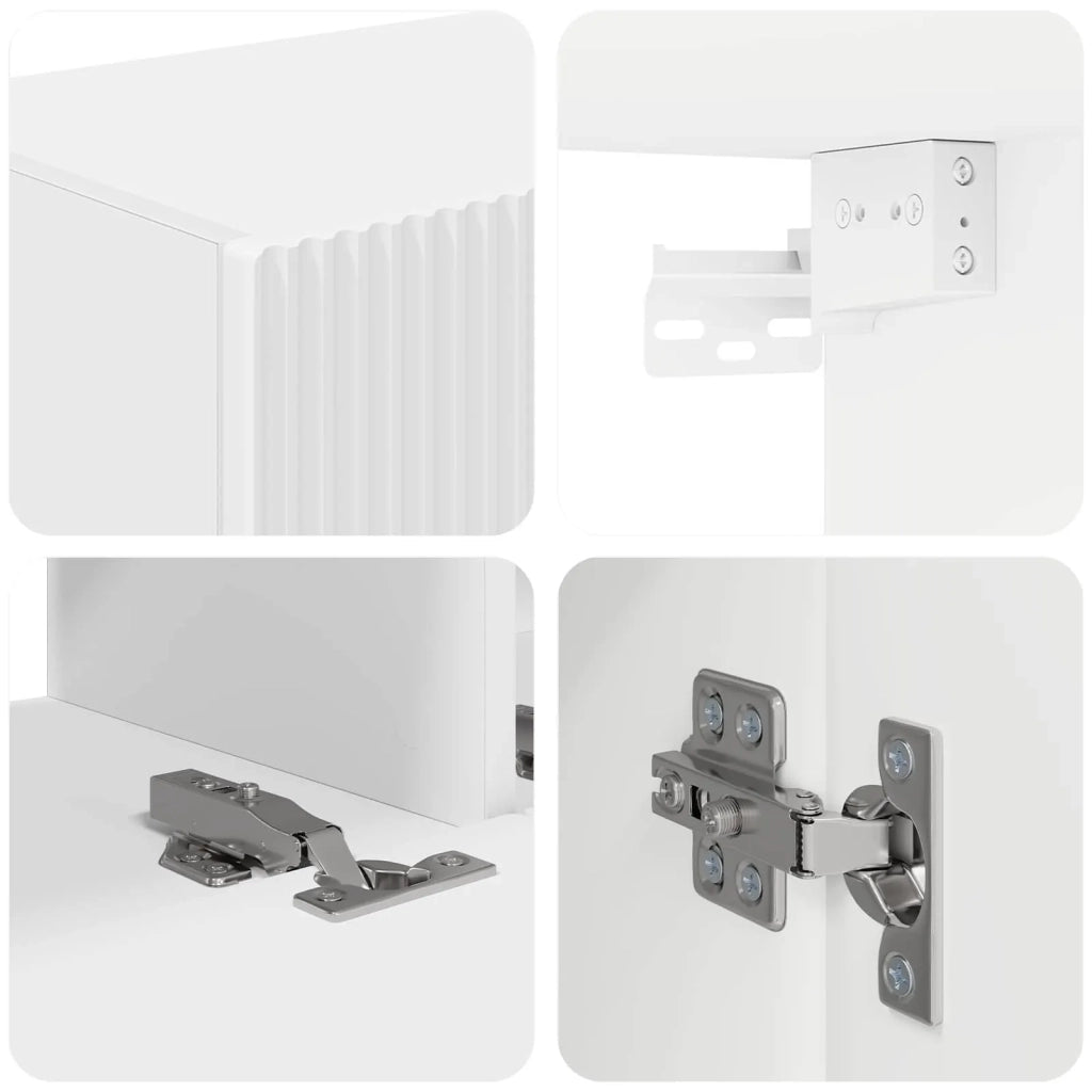 Set mobile TV Montaggio a parete 4 pz-Credenza per TV Bianco Legno multistrato 805573