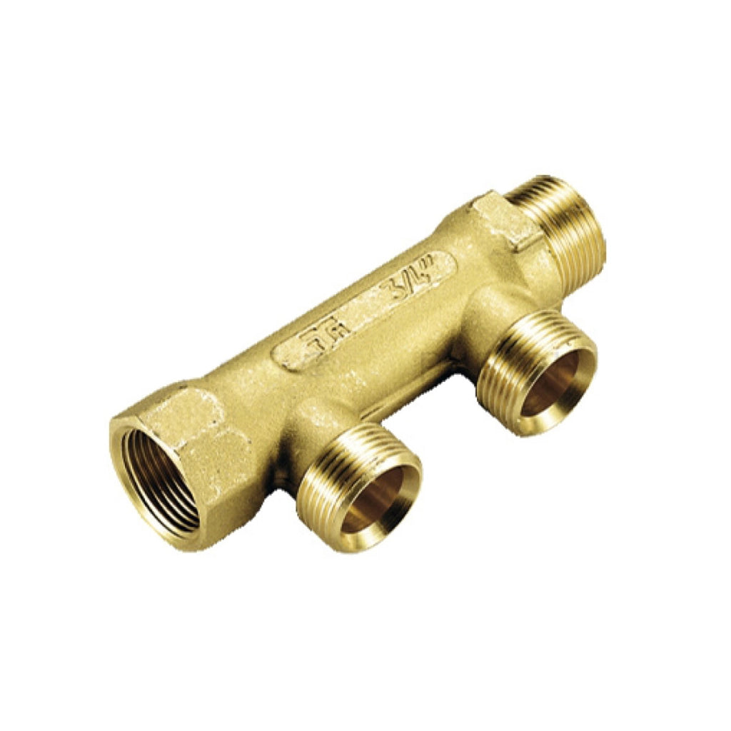 COLLETTORE LINEARE IN OTTONE PER RISCALDAMENTO MASCHIO FEMMINA - 11/4G X 3/4(18) - 4 VIE  - TIM