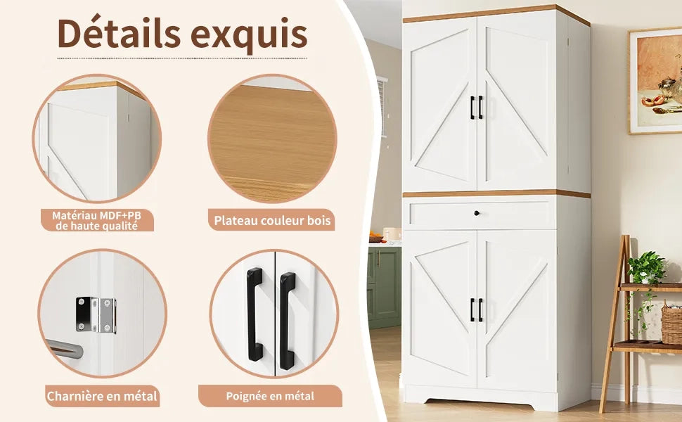 Mobile da cucina moderno 80x40x180 cm in MDF e truciolato, con 12 vani porta e cassetti. Credenza snack per soggiorno, cucina e sala da pranzo