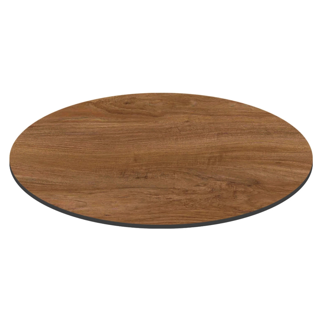 Oviala - Piano tavolo da giardino rotondo in HPL 70 cm rovere scuro