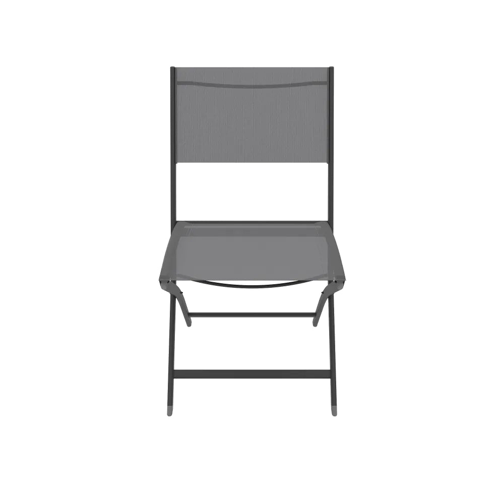 Set 4 sedie da esterno pieghievoli in textilene grigio scuro | Yalia