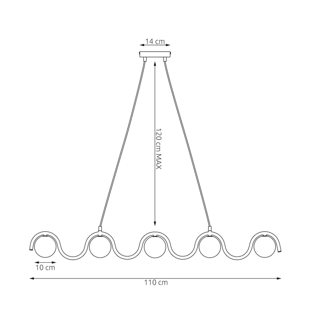 Lampada sospesa SINUS 5xG9 bordeaux bianca Emibig