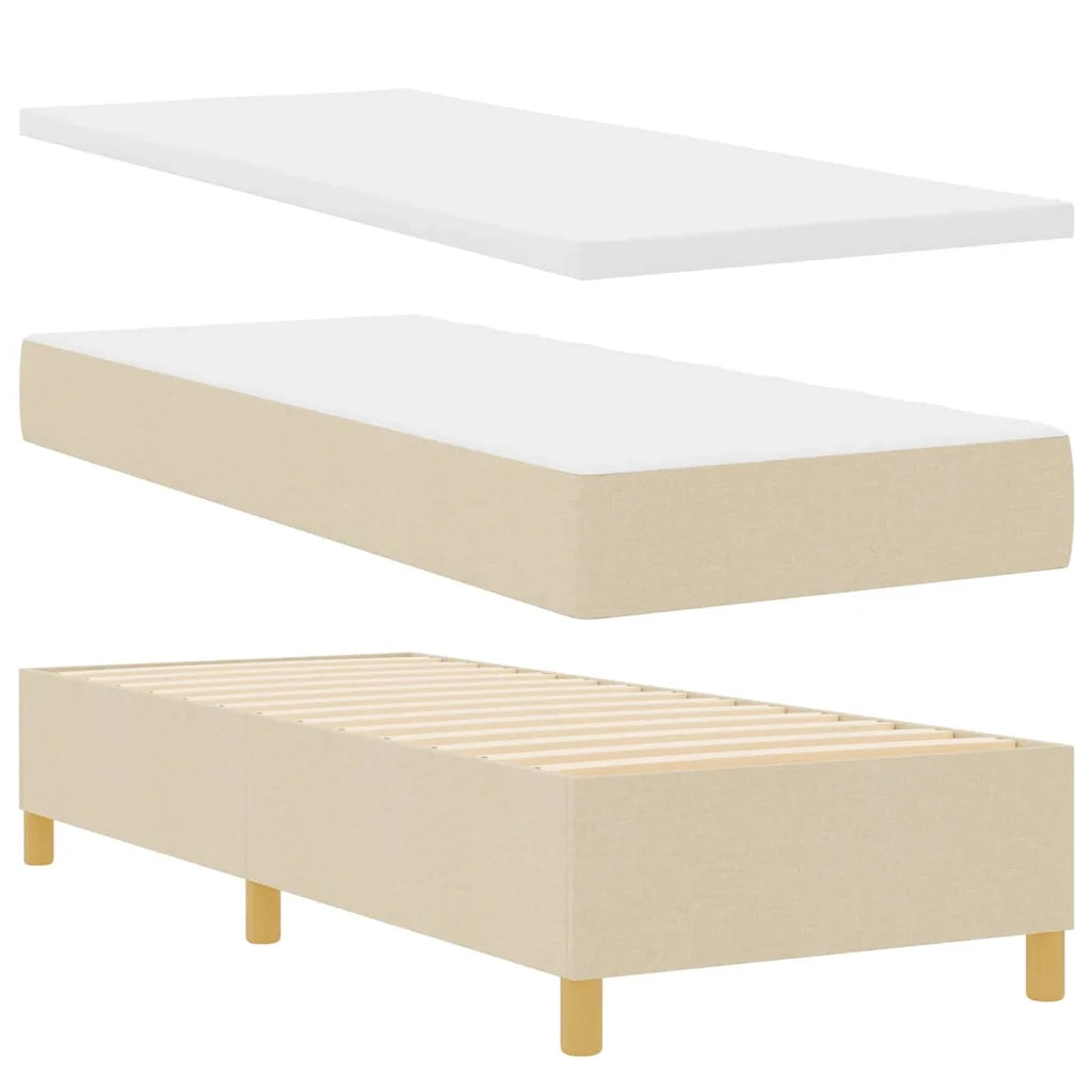 Letto a molle con materasso Crema 140 x 200 cm Tessuto