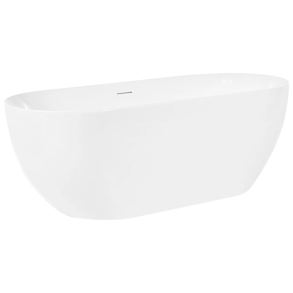 Vasca da Bagno Freestanding Bianca in Acrilico Ovale 169 x 75 cm Moderna con Bordo Sottile
