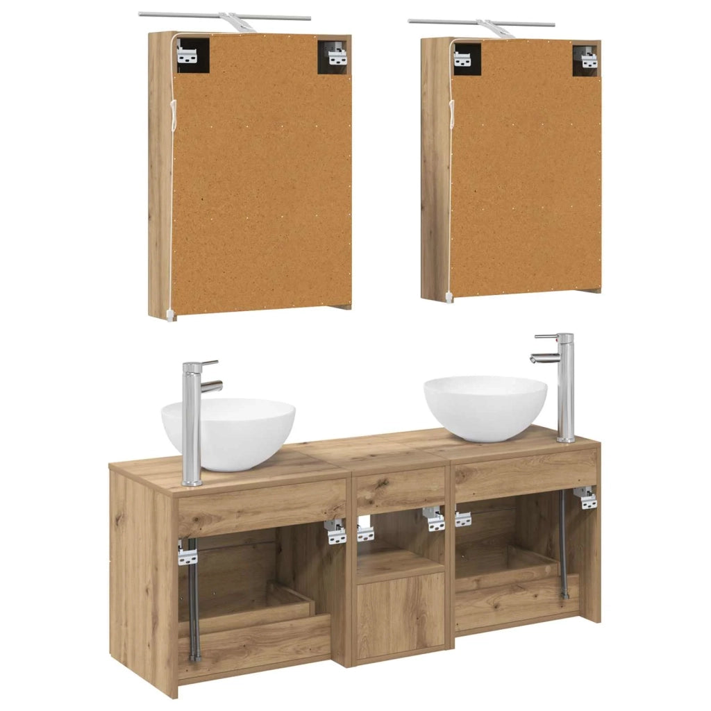 Set di mobili per il bagno 5 pz Rovere Artigianale 3406718
