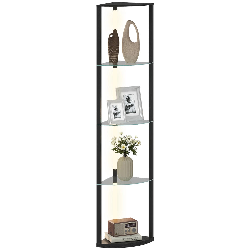 Lampada da terra con scaffale in vetro ¨C zephmum ¨C nero 3 livelli luminosit¨¤ interruttore a pedale