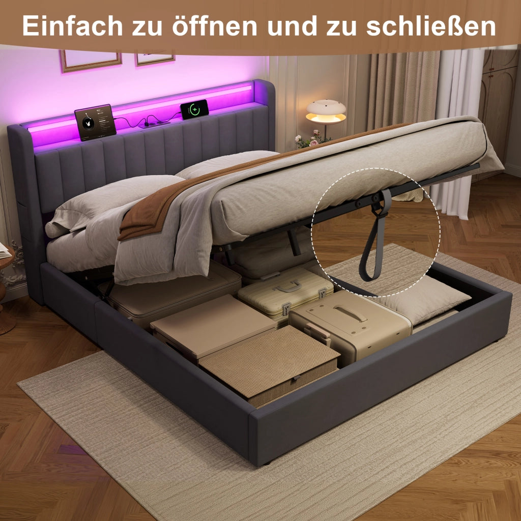 Letto contenitore 180x200 cm, colore grigio