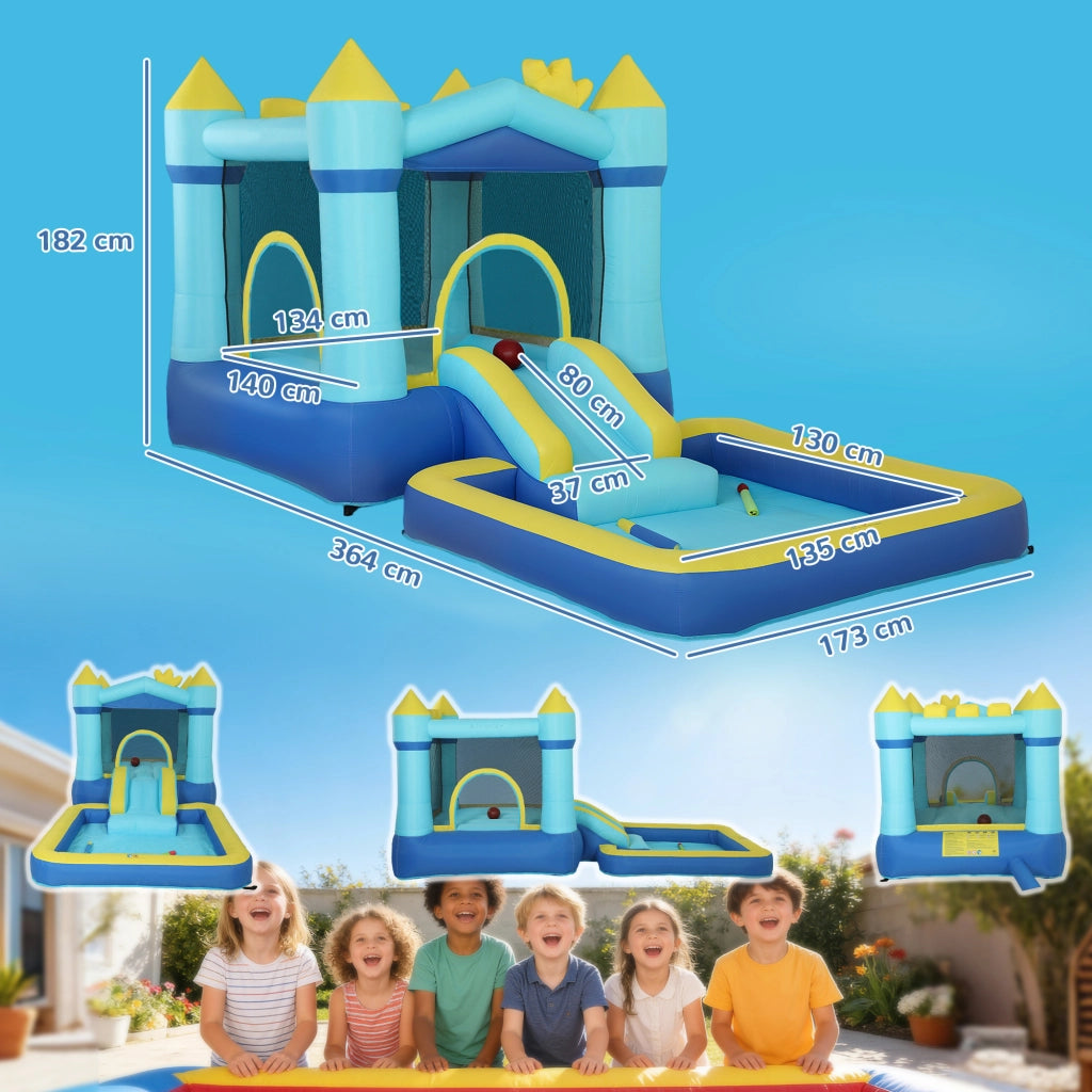 Castello Gonfiabile per Bambini con Scivolo e Canestro ¨C Zephmum ¨C Blu