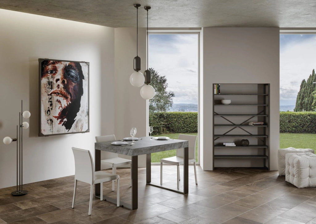 Tavolo allungabile 140x90/244 cm Tekno Premium Cemento telaio Antracite