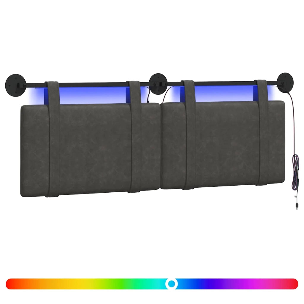 Testiera sospesa Con luce LED Nero PU Antico 3423949