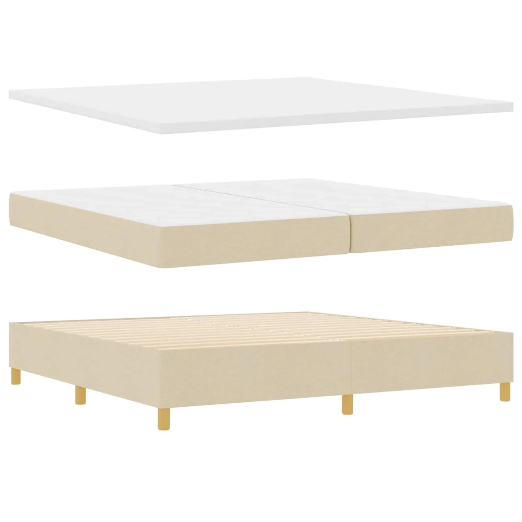 Letto a Sorgente LED con materasso Crema 200 x 200 cm Tessuto