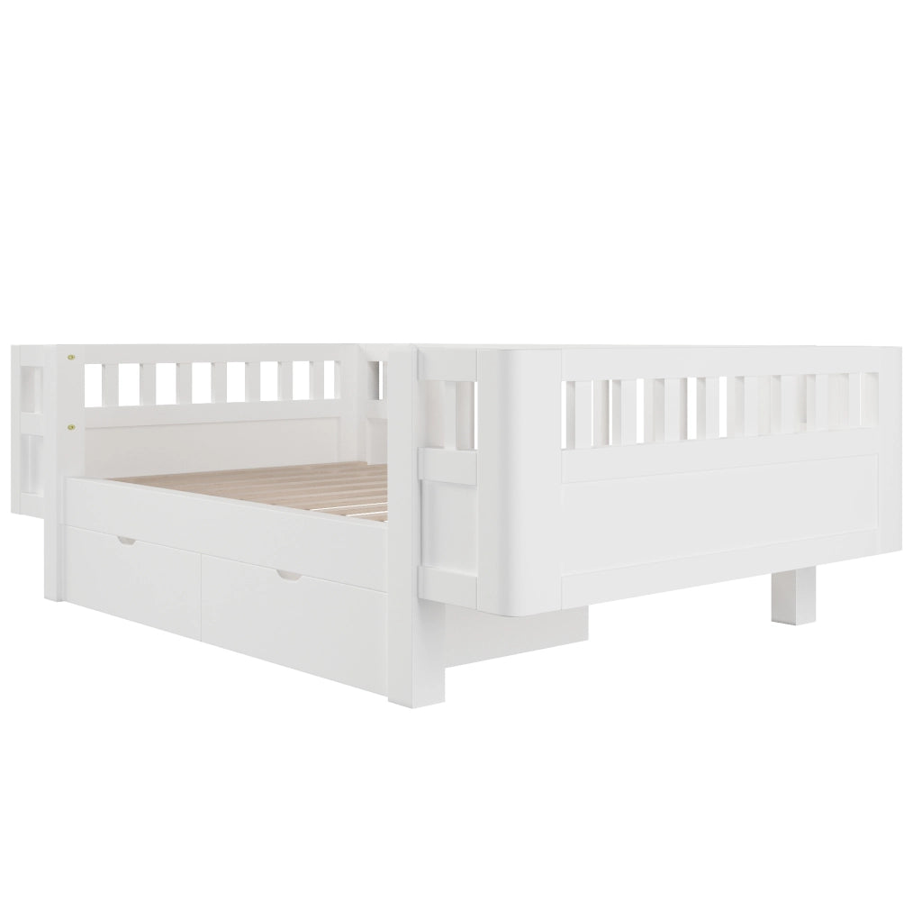 Letto a piattaforma 90x200 cm con sponde alte e due ampi cassetti, bianco