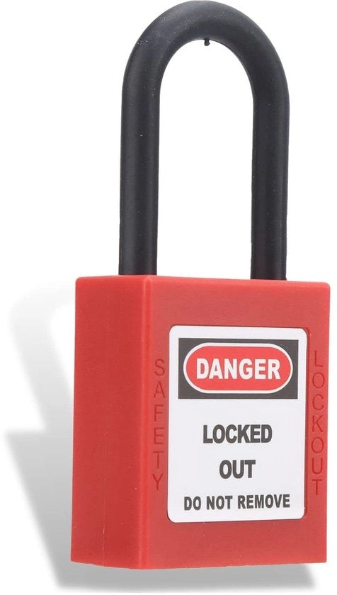 Sistema di Blocco e Taglio per Sicurezza - Raccordo Solido in Acciaio - 38MM Larghezza - Rosso - Raccordo per Cassetti di Attrezzi - Raccordo di Sicurezza per Kit di Sicurezza