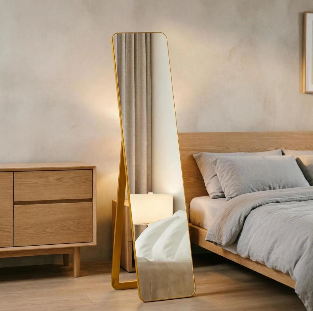 Specchio da pavimento 37x43x156 cm noce, legno e MDF - da parete