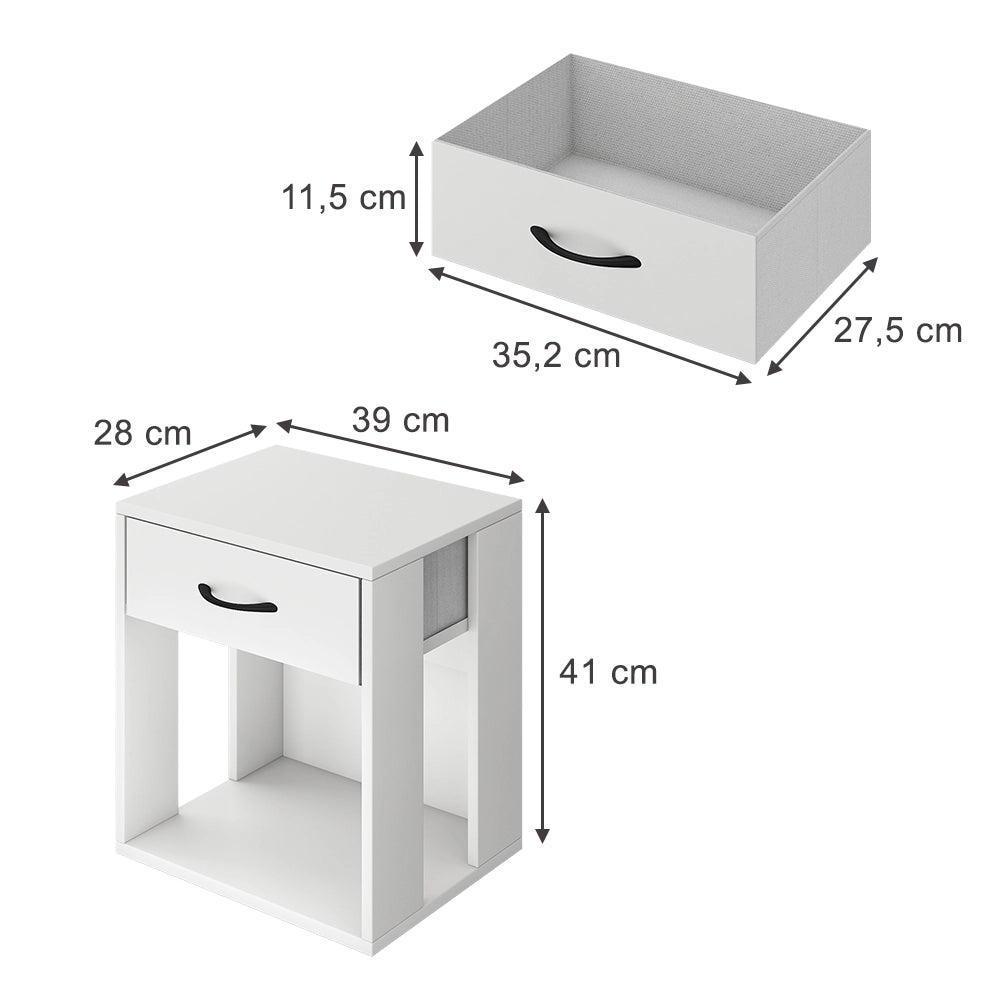 Vicco Comodino Bianco 39 x 41 cm Set di 2