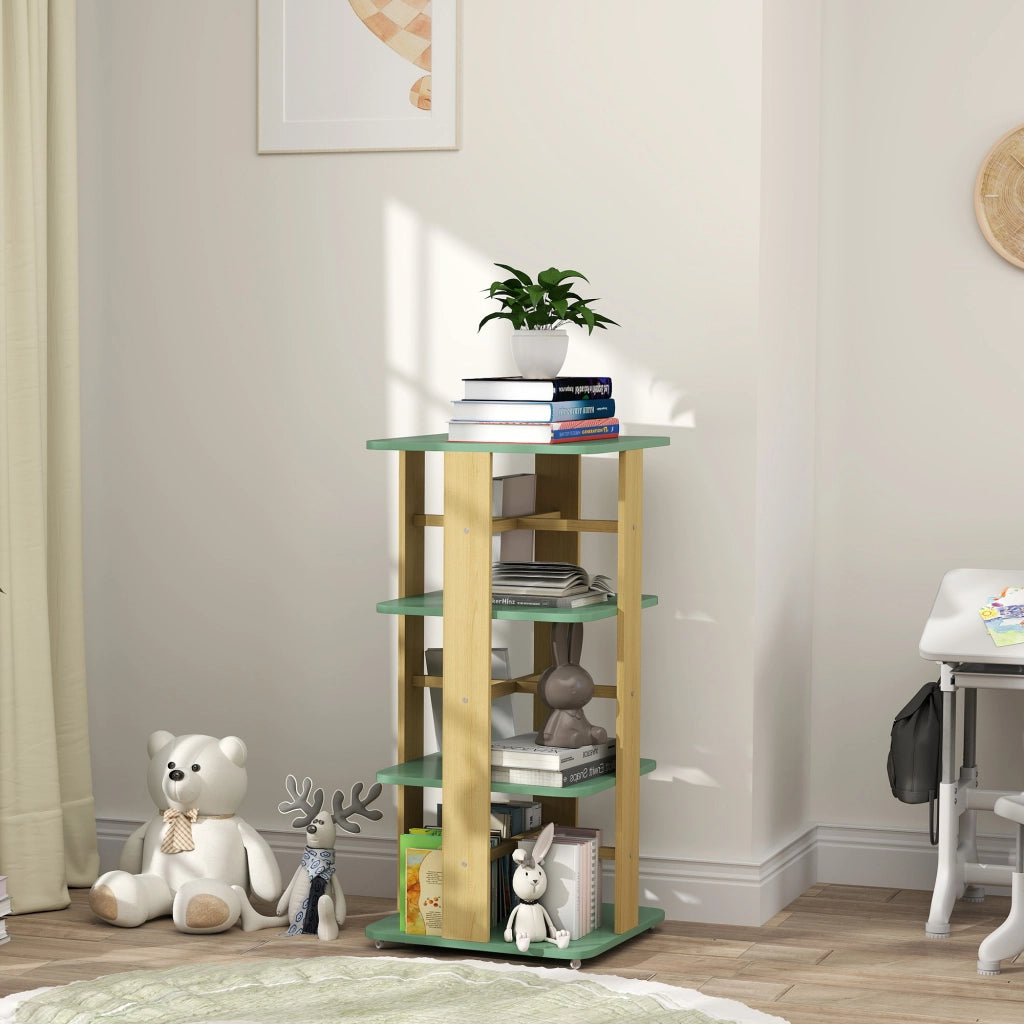 Libreria per Bambini con Ruote ¨C Minimal ¨C Verde 3 Ripiani