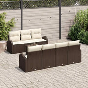 Set Divano da Giardino 8 pcs Marrone, Crema 55 x 55 x 37 cm