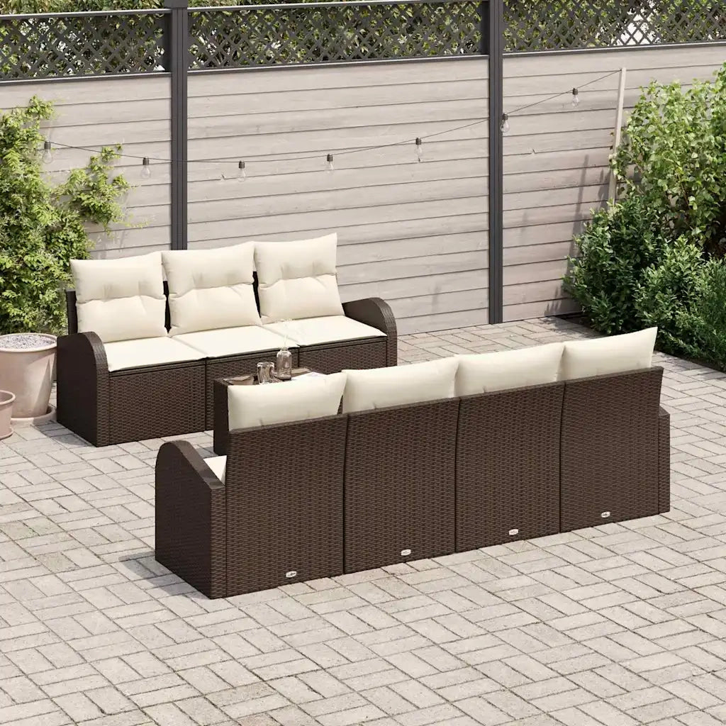 Set Divano da Giardino 8 pcs Marrone, Crema 55 x 55 x 37 cm