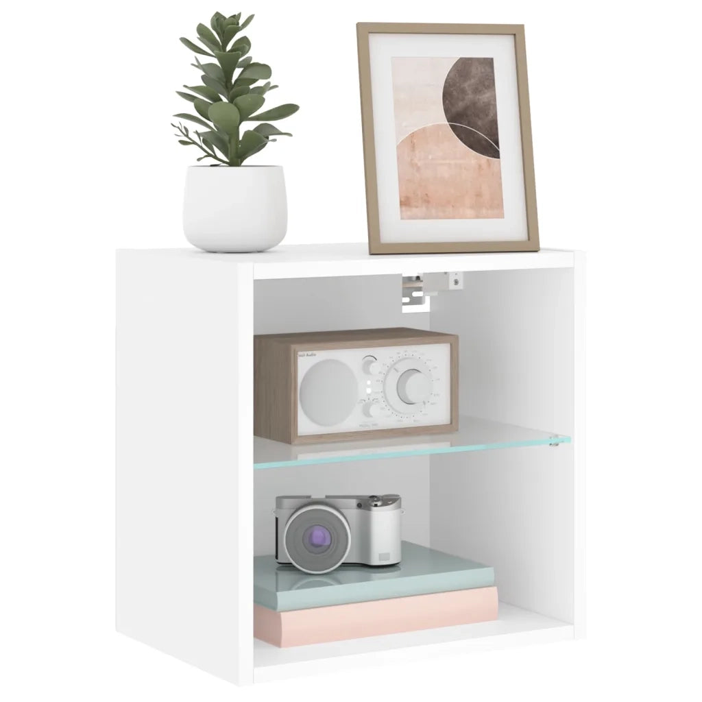 Comodino con Luci LED a Parete Bianco 837064