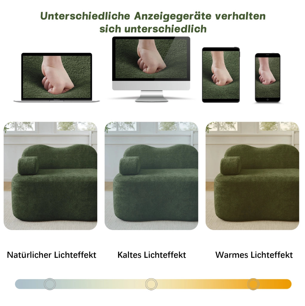 Pouf in velluto verde DESMIU senza struttura, modulare e confortevole