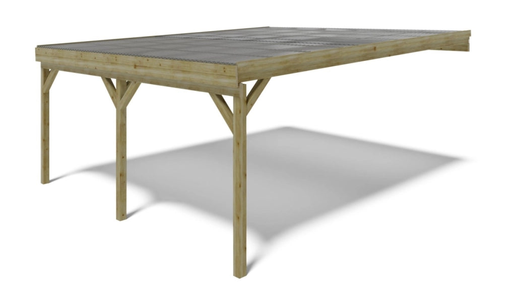 Tettoia posto auto coperto in legno 5.8x5.06 m - 29 m2 - copertura PVC   - CAR23PVCTR - ALTANKA