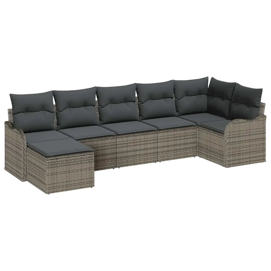 Set Divano da Giardino 7 pcs Grigio polyrattan