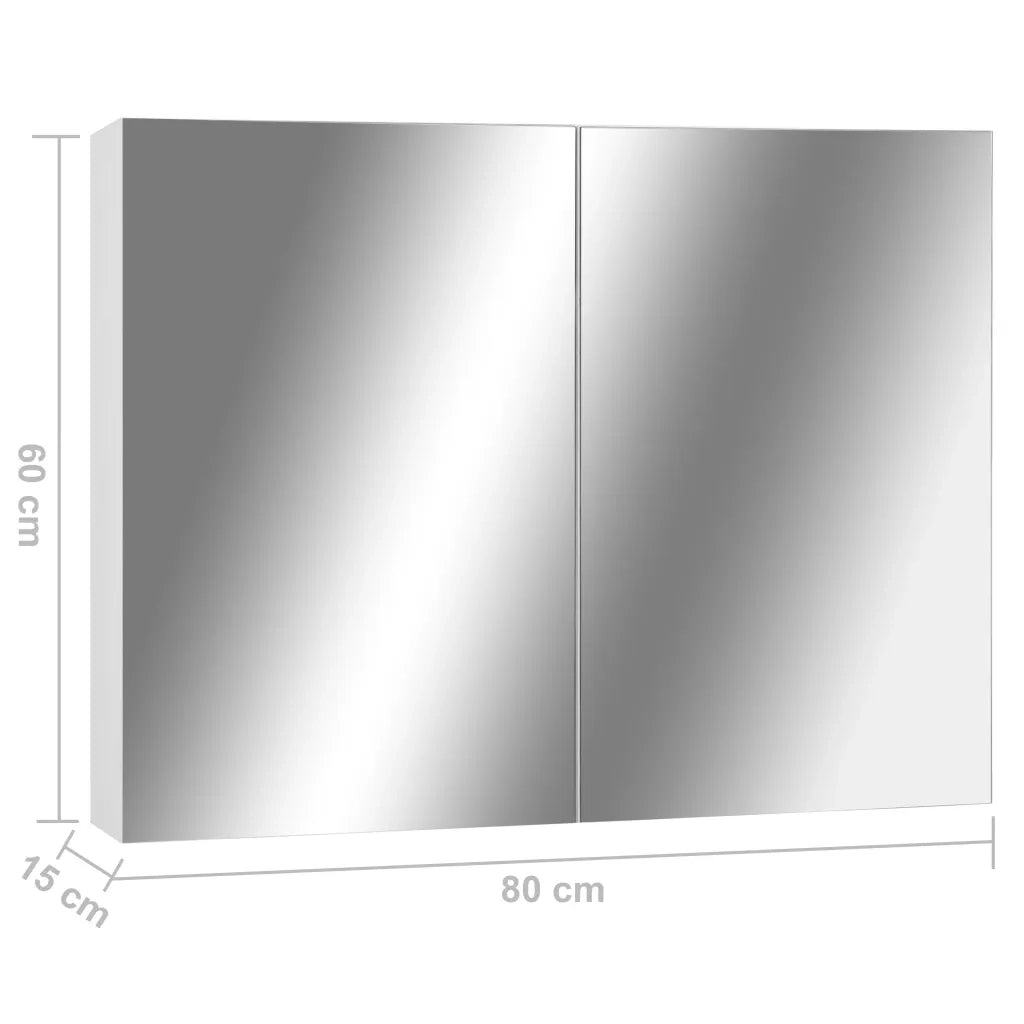 Armadietto a Specchio-Mobile con specchio Bianco 80x15x60 cm in MDF