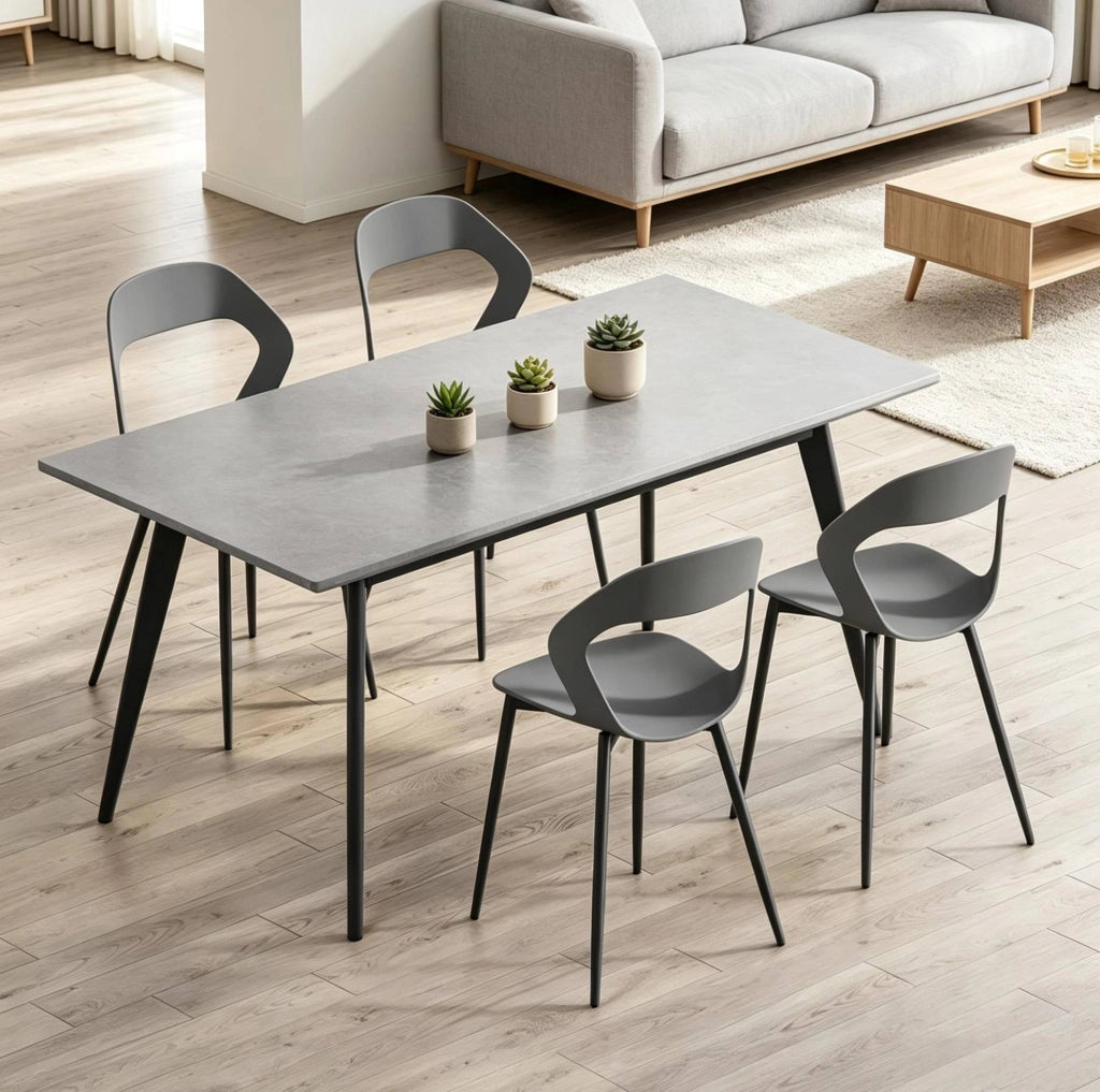 Set di 4 sedie da pranzo 51x44x83 cm in PP grigio con gambe in metallo