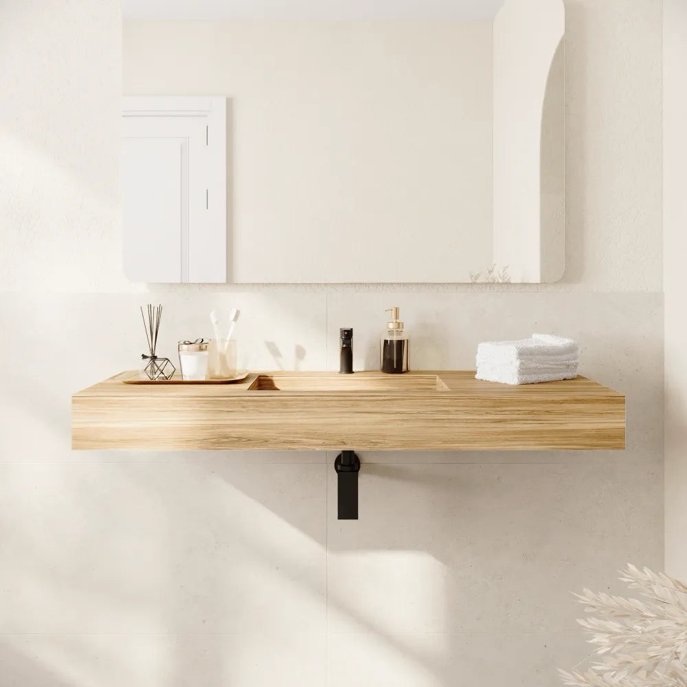 Lavabo sospeso in hpl 120cm rovere miele | Baikal