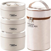 Set di contenitori termici per picnic - Set di contenitori per picnic termici - Set di contenitori isolanti per picnic - Set di 3 - Acciaio inossidabile - Resistente al microonde e al congelatore - Cremo/Bruno