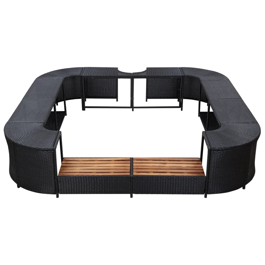 Bordo per Vasca da Spa Quadrato Nero 268x268x55 cm Polyrattan 46073