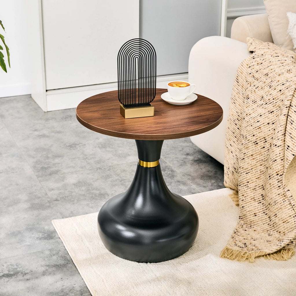 TAVOLINI DA CAFFÈ Set da 2 pezzi Ø70/50 cm Noce e Nero