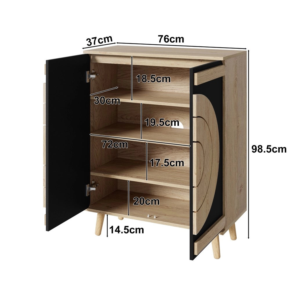 Scarpiera con Ante Geometriche e Ripiani ¨C MINIMAL ¨C Legno, Multilivello