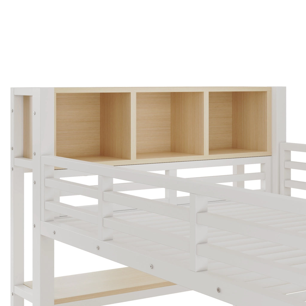 LETTO A SOPPALCO 90x200 cm con Scrivania e Ripiani Bianco